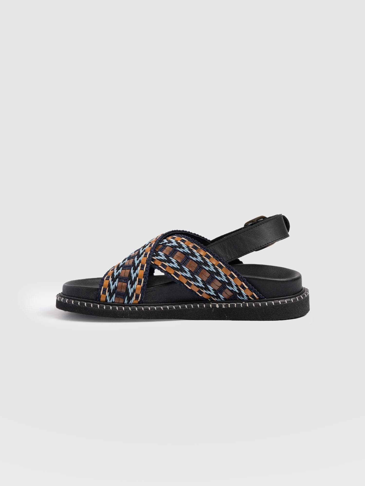 Bonnie Cross Over Sandals - Blue/Brown